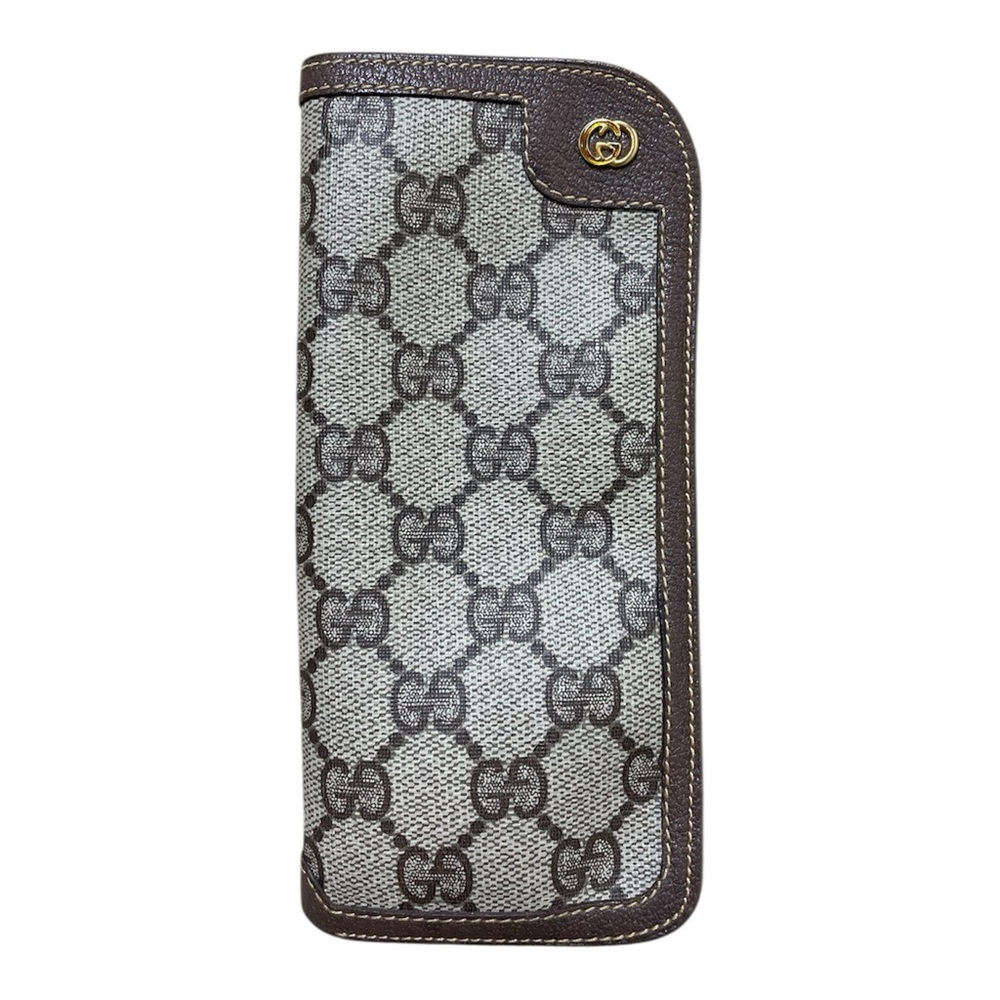 Vintage Gucci GG Monogram Canvas Brown Leather Trim Sunglasses Case Sleeve Pouch